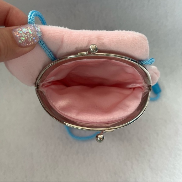 STITCH Small Pink Plush Kiss Lock Necklace Pouch Scrump Disney Japan - Picture 5 of 13